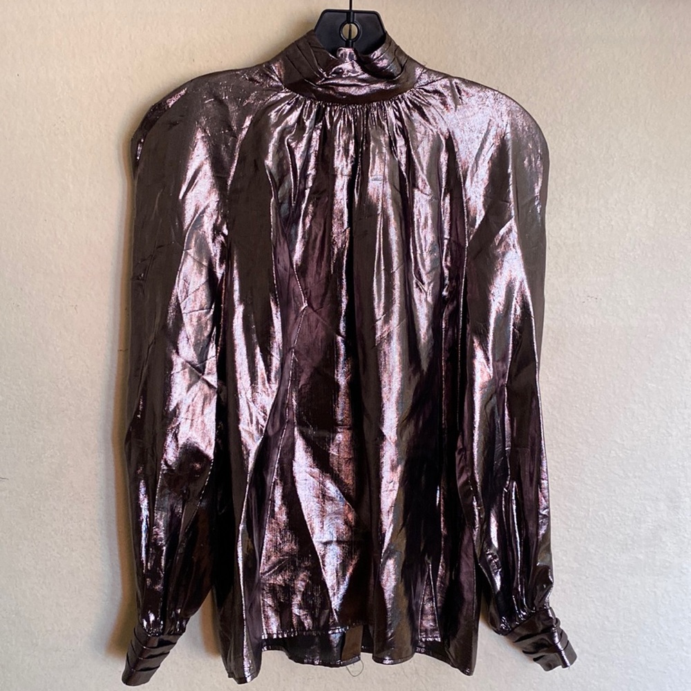 Vintage Lloyd Williams Metallic Silver Blouse